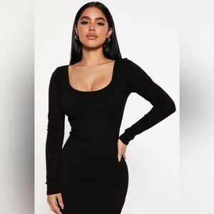 Fashion nova Tiana snatched ribbed top L black